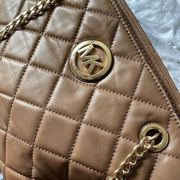 Michael Kors Taupe Gold Chair Soft Shoulder Leather Bag - Picture 11 of 11